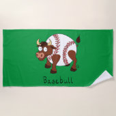 Baseball Cute Kinder Cartoon Bull Strandlaken (Voorkant)