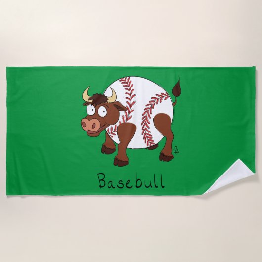 Baseball Cute Kinder Cartoon Bull Strandlaken (Voorkant)