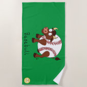 Baseball Cute Kinder Cartoon Bull Strandlaken (Voorkant)