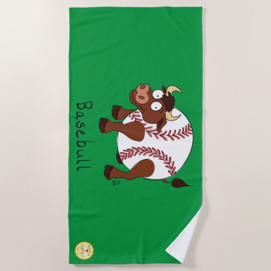 Baseball Cute Kinder Cartoon Bull Strandlaken (Voorkant)
