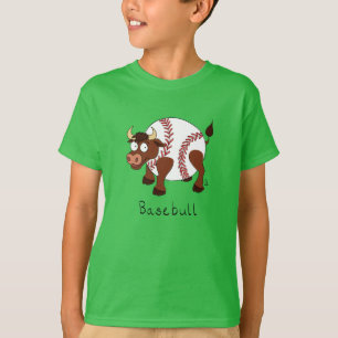 Baseball Cute Kinder Cartoon Bull T-shirt
