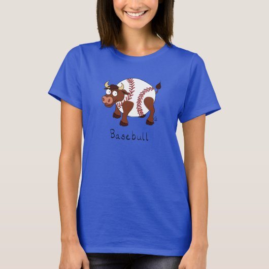 Baseball Cute Kinder Cartoon Bull T-shirt (Voorkant)