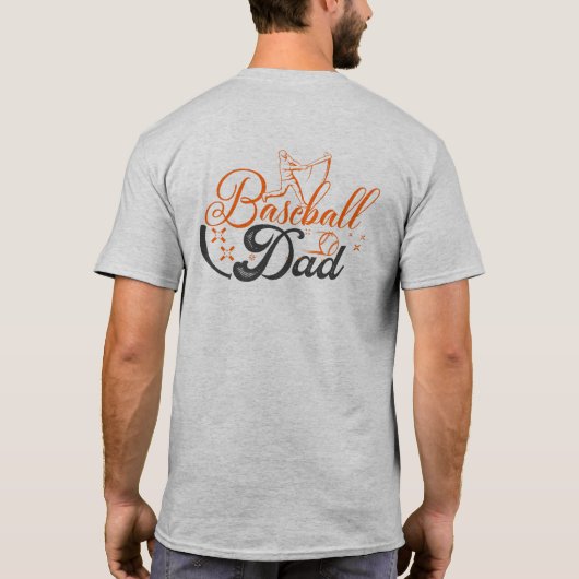 Baseball Dad 2 Retro Tekst Design T-shirt (Achterkant)