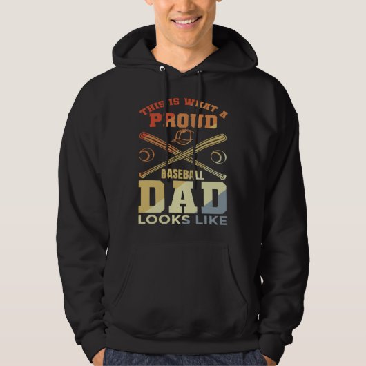 Baseball Dad Baseball Father Baseball Papa Hoodie (Voorkant)