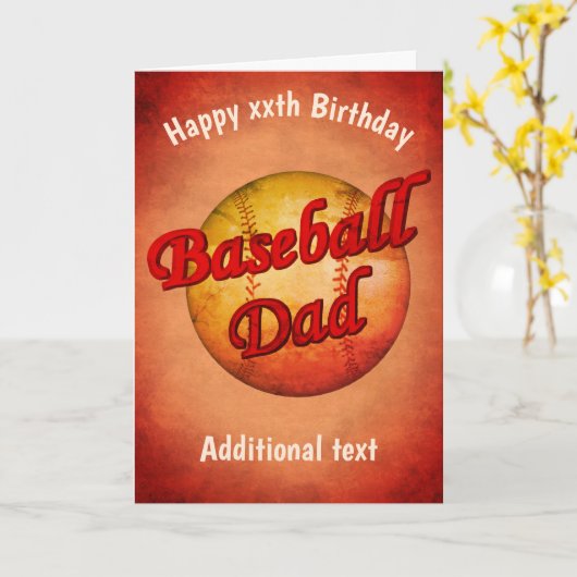Baseball Dad Cute Birthday Kaart (Gele Bloem)