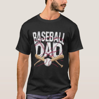 Baseball Dad Distressed Crossed Bats Sports Father T-shirt