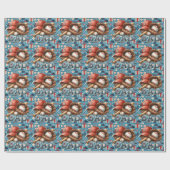 Baseball DAD Kerst blauwe achtergrond Cadeaupapier (Vlak)