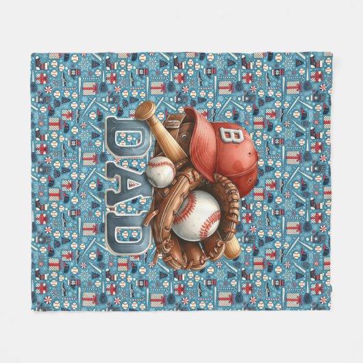 Baseball DAD Kerst blauwe achtergrond Fleece Deken (Voorkant (Horizontaal))