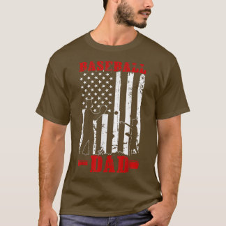 Baseball Dad Patriotic American Flag Sports Lover T-shirt