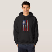 Baseball Dad USA Amerikaanse Vlag Vaderdag 4e van Hoodie (Voorkant volledig)