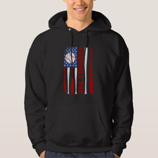 Baseball Dad USA Amerikaanse Vlag Vaderdag 4e van Hoodie (Voorkant)