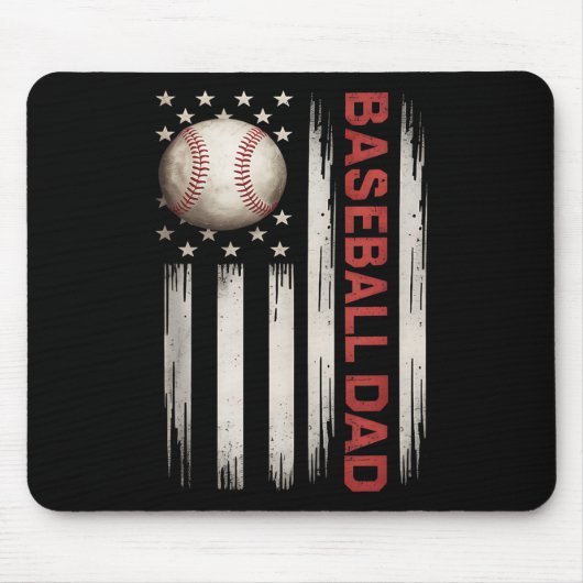 Baseball Dad USA Amerikaanse vlag vaders dag 4e va Muismat (Voorkant)