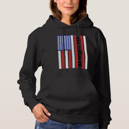 Baseball Dad USA Flag Baseball Player Fan Coach Hoodie (Voorkant)