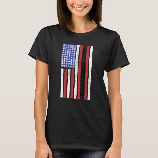 Baseball Dad USA Flag Baseball Player Fan Coach T-shirt (Voorkant)