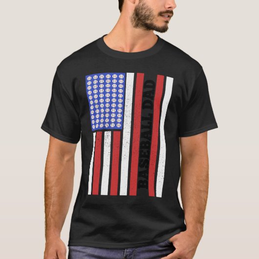 Baseball Dad USA Flag Baseball Player Fan Coach T-shirt (Voorkant)