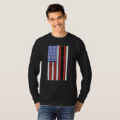 Baseball Dad USA Flag Baseball Player Fan Coach T-shirt (Voorkant volledig)