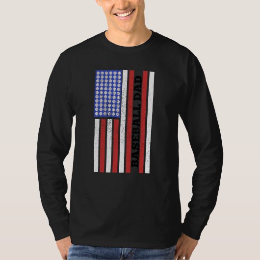 Baseball Dad USA Flag Baseball Player Fan Coach T-shirt (Voorkant)
