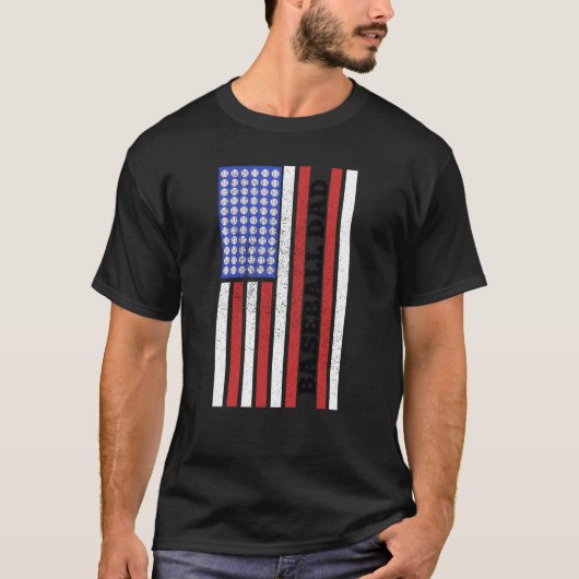 Baseball Dad USA Flag Baseball Player Fan Coach T-shirt (Voorkant)