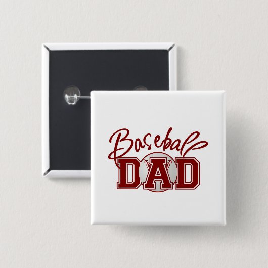 Baseball DAD Vierkante Button 5,1 Cm (Voorkant /achterkant)