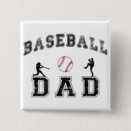Baseball DAD Vierkante Button 5,1 Cm (Voorkant)