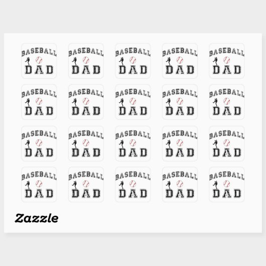 Baseball Dad Vierkante Sticker (Vel)