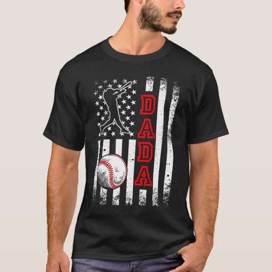 Baseball Dada Amerikaanse vlag  Baseball T-shirt (Voorkant)
