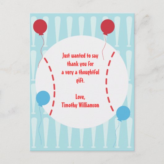 Baseball Dank je Post Kaart (Voorkant)