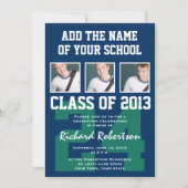 Baseball Dark Blue en Kelly Green Uniform Number Kaart (Voorkant)