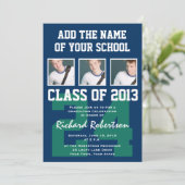 Baseball Dark Blue en Kelly Green Uniform Number Kaart (Staand voorkant)