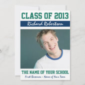 Baseball Dark Blue en Kelly Green Uniform Number Kaart (Achterkant)