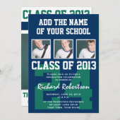 Baseball Dark Blue en Kelly Green Uniform Number Kaart (Voorkant / Achterkant)