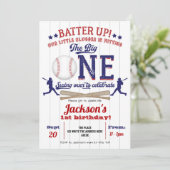 Baseball, de grote 1, jongen, 1e verjaardag kaart (Staand voorkant)