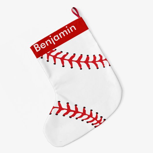 Baseball Design Large Kerstmis Stocking Grote Kerstsok (Achterkant (Hangend))