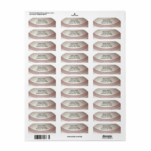 Baseball Design Return Address Labels (Full Sheet)
