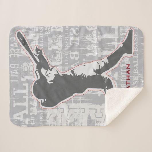 Baseball Design Sherpa Blanket Deken (Voorkant (horizontaal))