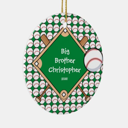 BaseBall Diamond Big Brother kerstversiering Keramisch Ornament (Rechts)