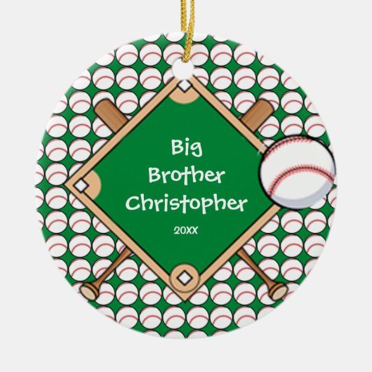 BaseBall Diamond Big Brother kerstversiering Keramisch Ornament (Voorkant)