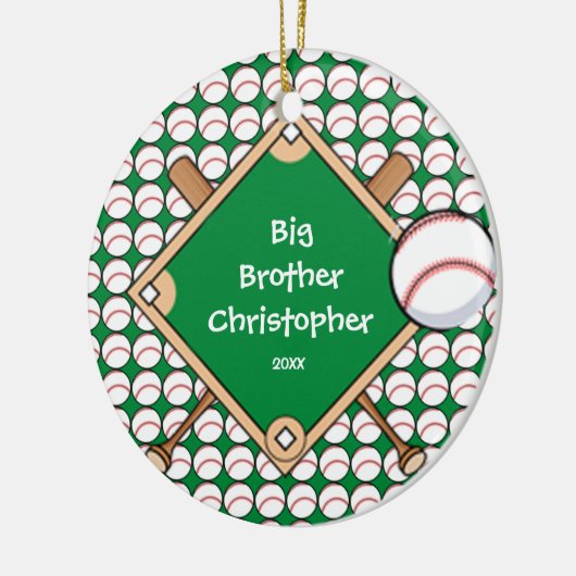 BaseBall Diamond Big Brother kerstversiering Keramisch Ornament (Links)