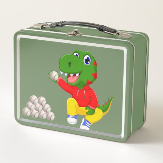 Baseball Dino Metal Custom Lunchbox (Voorkant)