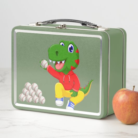 Baseball Dino Metal Custom Lunchbox (In situ)