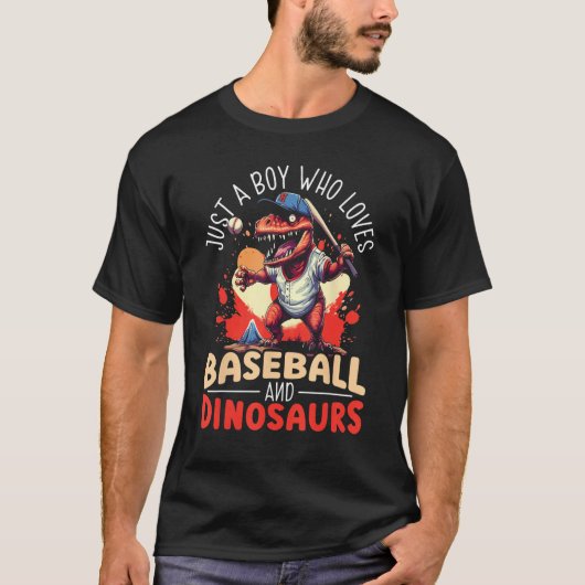 Baseball Dinsoaur Sport  Baseball Player Dino Foss T-shirt (Voorkant)