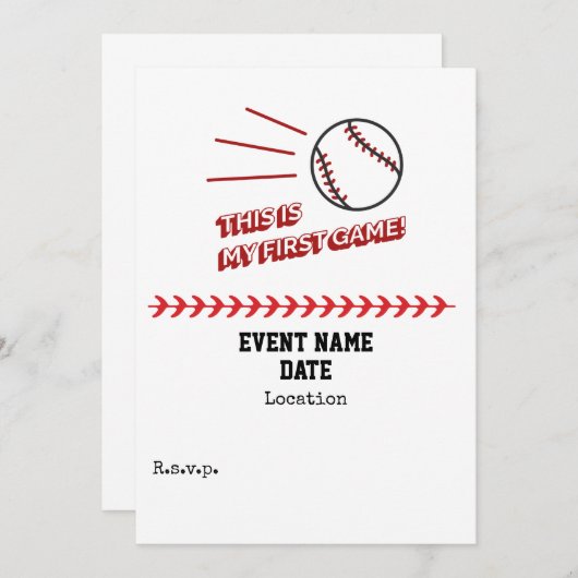 Baseball Dit is mijn eerste wedstrijd Save The Date (Voorkant / Achterkant)