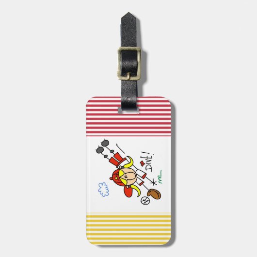 Baseball Dive Girls Softball T-shirts en cadeautje Bagagelabel (Voorkant verticaal)