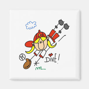 Baseball Dive Girls Softball T-shirts en cadeautje Magneet