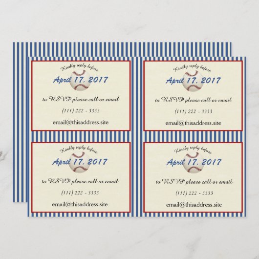 Baseball DIY-informatiekaarten Kaart (Voorkant / Achterkant)