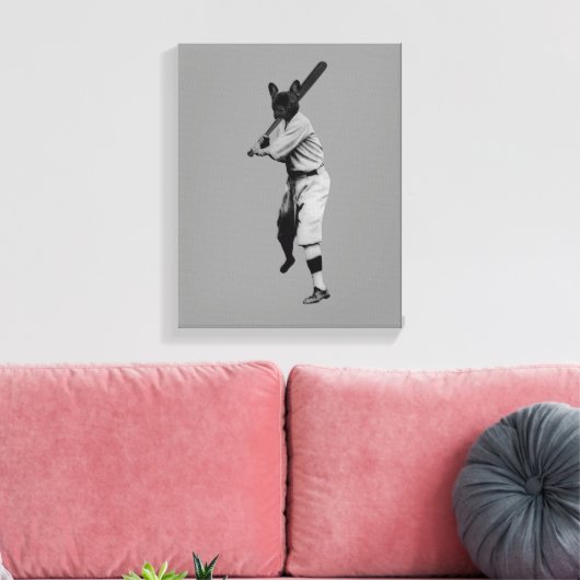 Baseball Dog Canvas Afdruk (Insitu (Woonkamer))