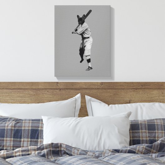 Baseball Dog Canvas Afdruk (Insitu (Slaapkamer))