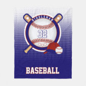 Baseball - Donkerblauw en rood - DIY-tekst Fleece Deken (Voorkant)