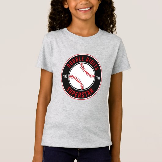Baseball Double Digits Superstar 10th BIRTHDAY T-shirt (Voorkant)