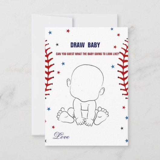 Baseball Draw baby baby shower spel Kaart (Voorkant)